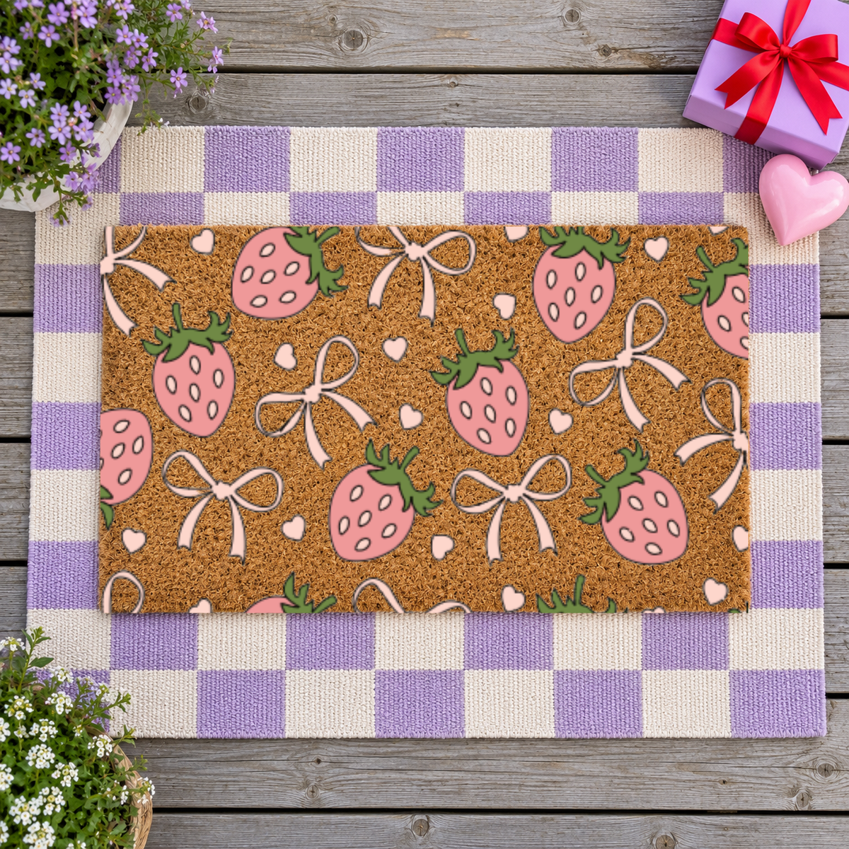 Strawberries & Bows Doormat