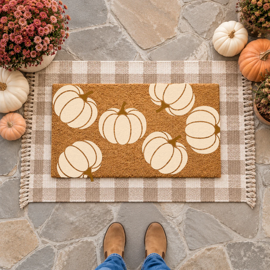 White Pumpkins Doormat