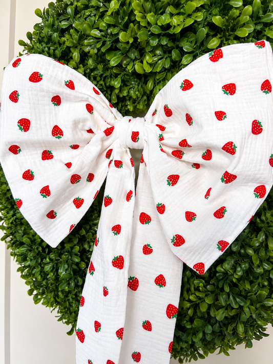 Sweet Strawberry Wreath Bow